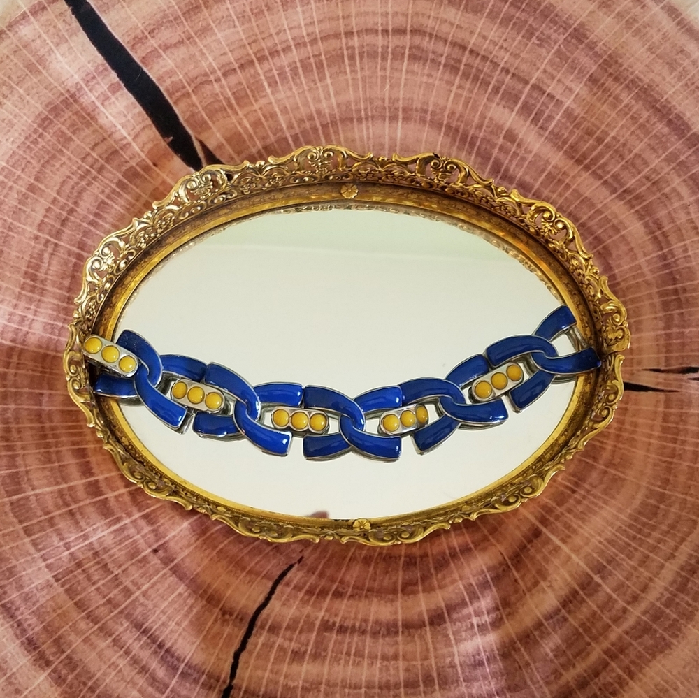 Blue, Yellow and Silver Bracelet